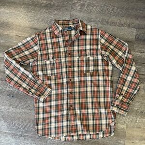 Polo by Ralph Lauren Vintage Western Style Orange & Green Plaid Flannel